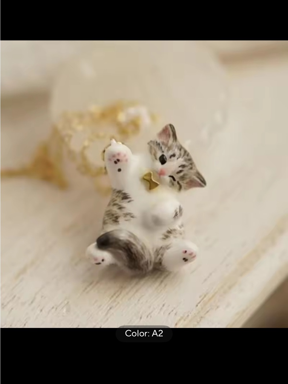 Tiny Kitty Cat Charm Necklace Womens  Enamel Stainless GP Chain Jewelry Gift NEW